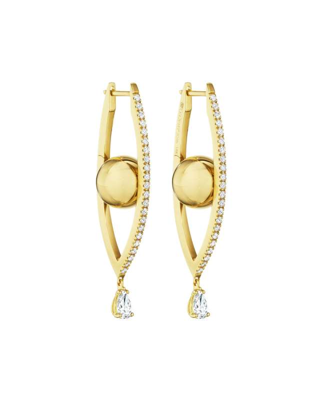 Reflections 18k Gold Medium Diamond Evil Eye Hoop Earrings